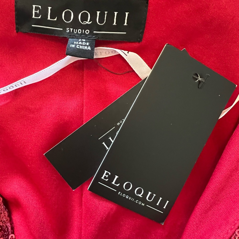 ELOQUII SPARKLE RED SEQUIN WRAP DRESS - Picture 4 of 4